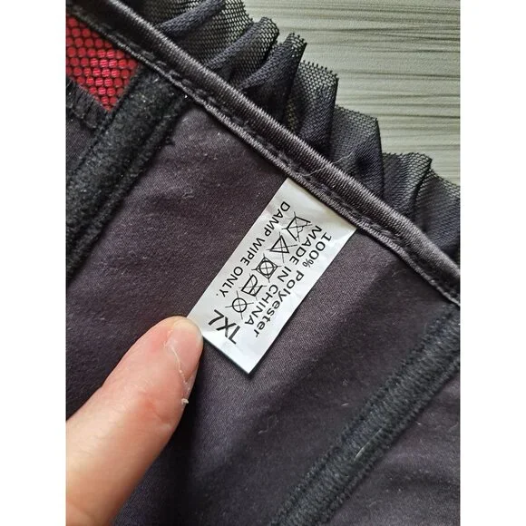 Gothic Red & Black Lace Off-Shoulder Corset Top Bell Sleeves Bustier Blouse 7XL - Picture 12 of 12